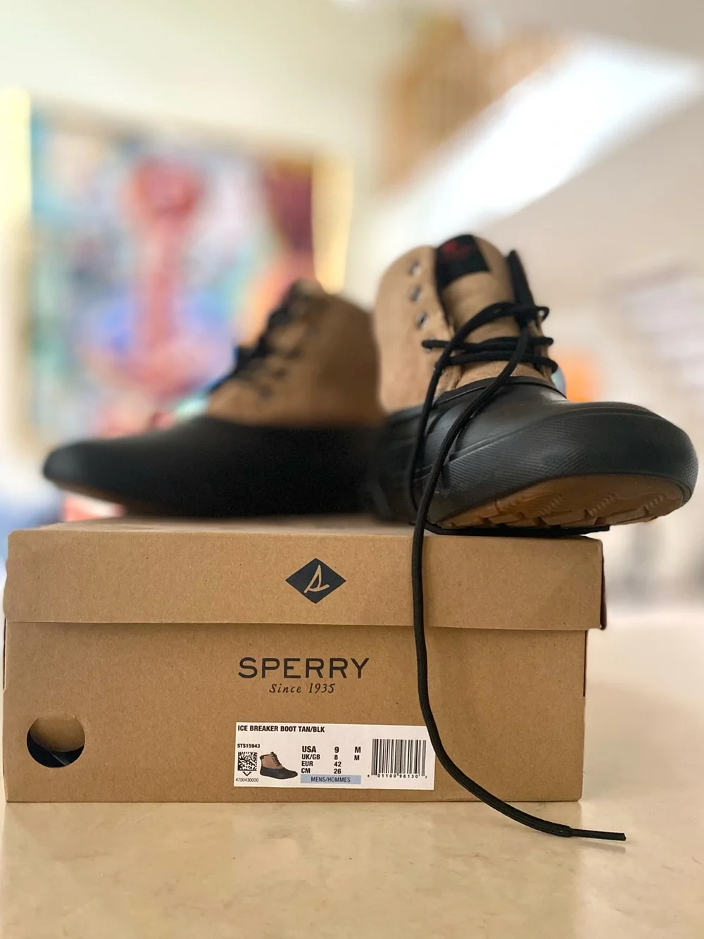 SPERRY MEN'S ICE BREAKER WATERPROOF BOOTS SIZE 9 TAN / BLACK,⁠ NEW IN BOX NIB